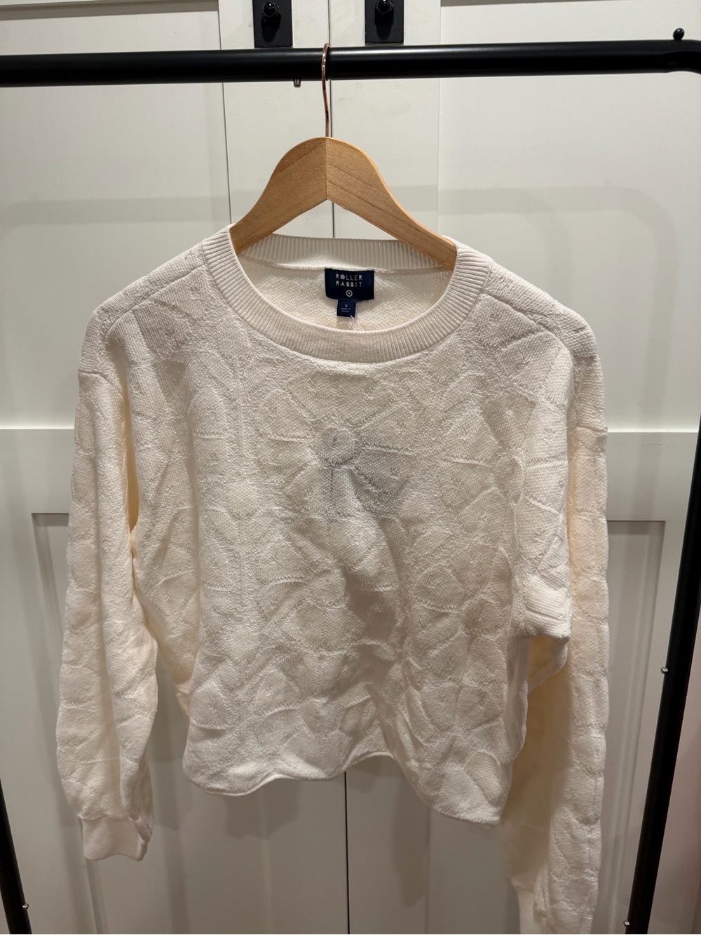 Roller Rabbit X Target Cream Crewneck Textured Knit Sweater